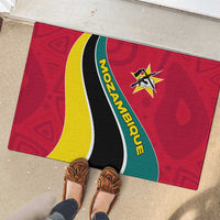 Mozambique Rubber Doormat with Red Yellow Green Wave Design and National Emblem - Wonder Print Shop