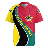 Mozambique Rugby Jersey with Red Yellow Green Wave Design and National Emblem - Wonder Print Shop