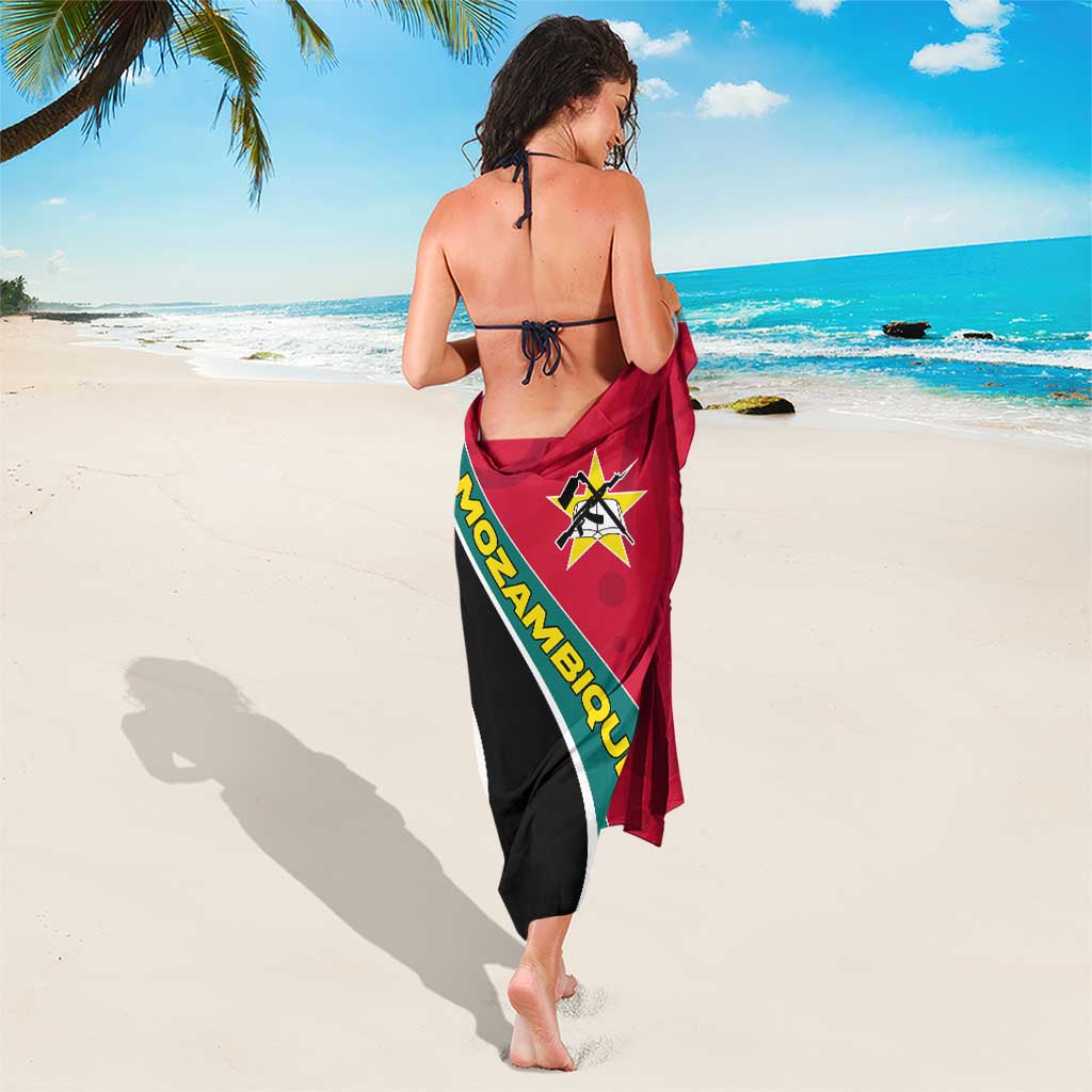 Mozambique Sarong with Red Yellow Green Wave Design and National Emblem - Wonder Print Shop