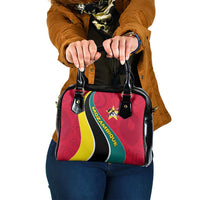 Mozambique Shoulder Handbag with Red Yellow Green Wave Design and National Emblem - Wonder Print Shop