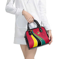 Mozambique Shoulder Handbag with Red Yellow Green Wave Design and National Emblem - Wonder Print Shop