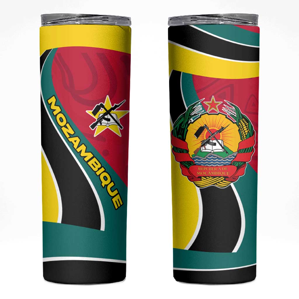 Mozambique Skinny Tumbler with Red Yellow Green Wave Design and National Emblem - Wonder Print Shop