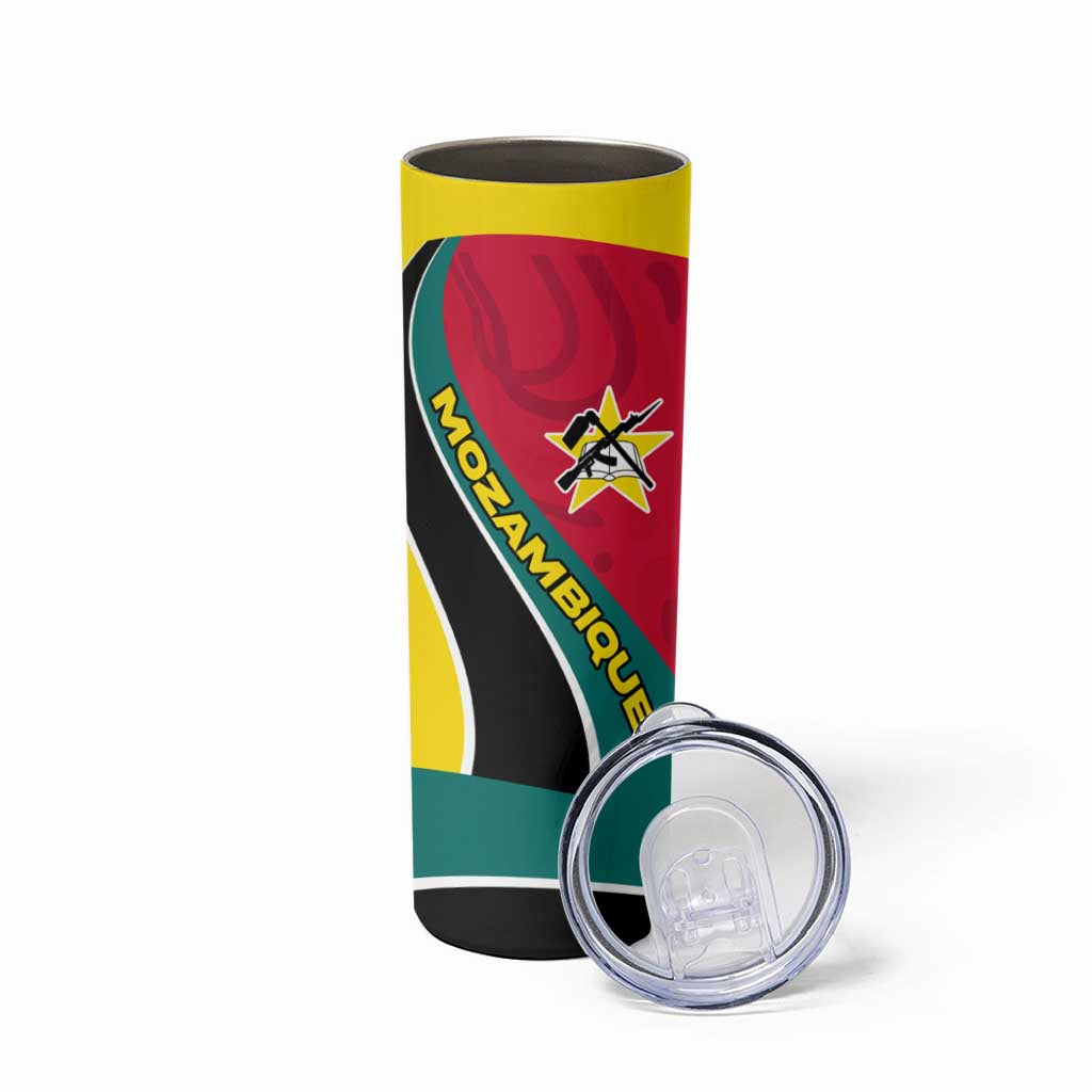 Mozambique Skinny Tumbler with Red Yellow Green Wave Design and National Emblem - Wonder Print Shop