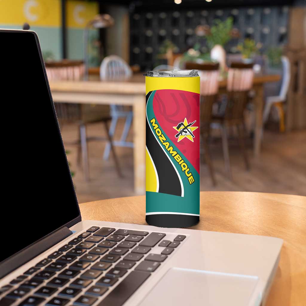 Mozambique Skinny Tumbler with Red Yellow Green Wave Design and National Emblem - Wonder Print Shop