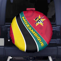 Mozambique Spare Tire Cover with Red Yellow Green Wave Design and National Emblem - Wonder Print Shop