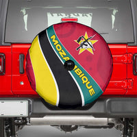 Mozambique Spare Tire Cover with Red Yellow Green Wave Design and National Emblem - Wonder Print Shop