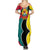 Mozambique Summer Maxi Dress with Red Yellow Green Wave Design and National Emblem - Wonder Print Shop
