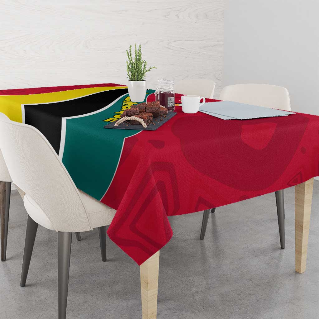 Mozambique Tablecloth with Red Yellow Green Wave Design and National Emblem - Wonder Print Shop