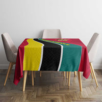 Mozambique Tablecloth with Red Yellow Green Wave Design and National Emblem - Wonder Print Shop