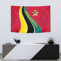 Mozambique Tapestry with Red Yellow Green Wave Design and National Emblem - Wonder Print Shop