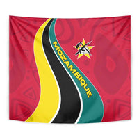 Mozambique Tapestry with Red Yellow Green Wave Design and National Emblem - Wonder Print Shop