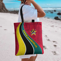 Mozambique Tote Bag with Red Yellow Green Wave Design and National Emblem - Wonder Print Shop