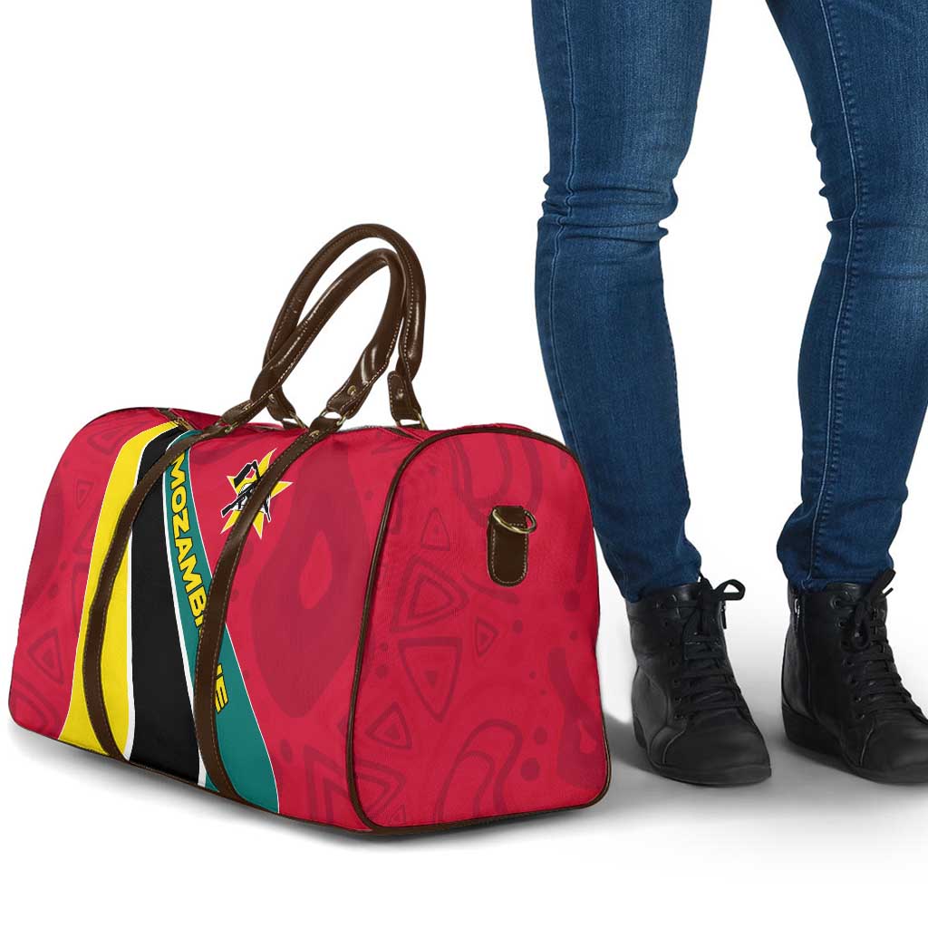 Mozambique Travel Bag with Red Yellow Green Wave Design and National Emblem - Wonder Print Shop