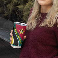 Mozambique Tumbler Cup with Red Yellow Green Wave Design and National Emblem - Wonder Print Shop