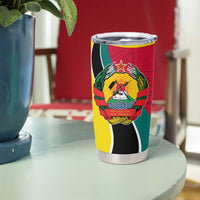 Mozambique Tumbler Cup with Red Yellow Green Wave Design and National Emblem - Wonder Print Shop