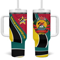 Mozambique Tumbler With Handle with Red Yellow Green Wave Design and National Emblem - Wonder Print Shop