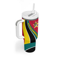 Mozambique Tumbler With Handle with Red Yellow Green Wave Design and National Emblem - Wonder Print Shop