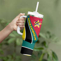 Mozambique Tumbler With Handle with Red Yellow Green Wave Design and National Emblem - Wonder Print Shop