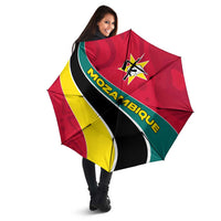 Mozambique Umbrella with Red Yellow Green Wave Design and National Emblem - Wonder Print Shop