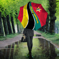 Mozambique Umbrella with Red Yellow Green Wave Design and National Emblem - Wonder Print Shop