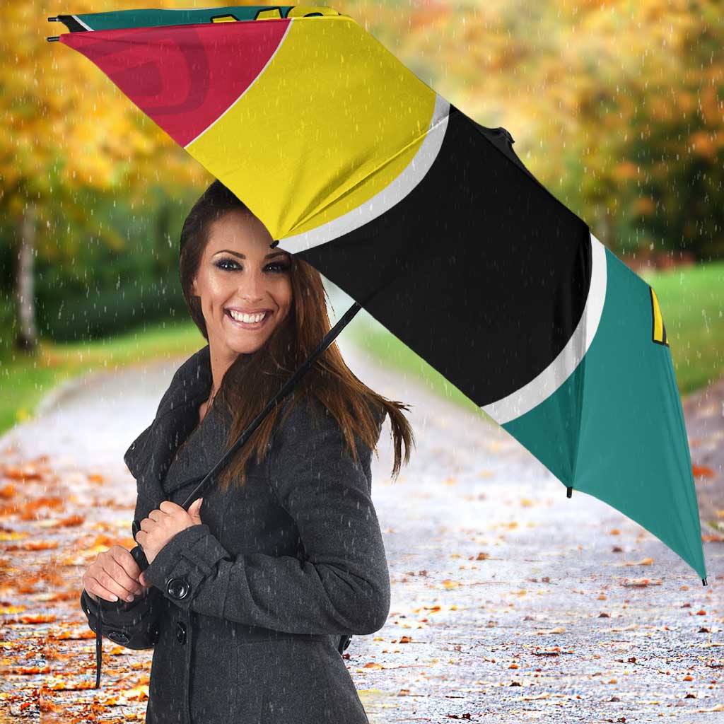 Mozambique Umbrella with Red Yellow Green Wave Design and National Emblem - Wonder Print Shop