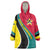 Mozambique Wearable Blanket Hoodie with Red Yellow Green Wave Design and National Emblem - Wonder Print Shop