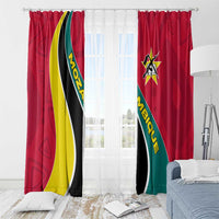 Mozambique Window Curtain with Red Yellow Green Wave Design and National Emblem - Wonder Print Shop
