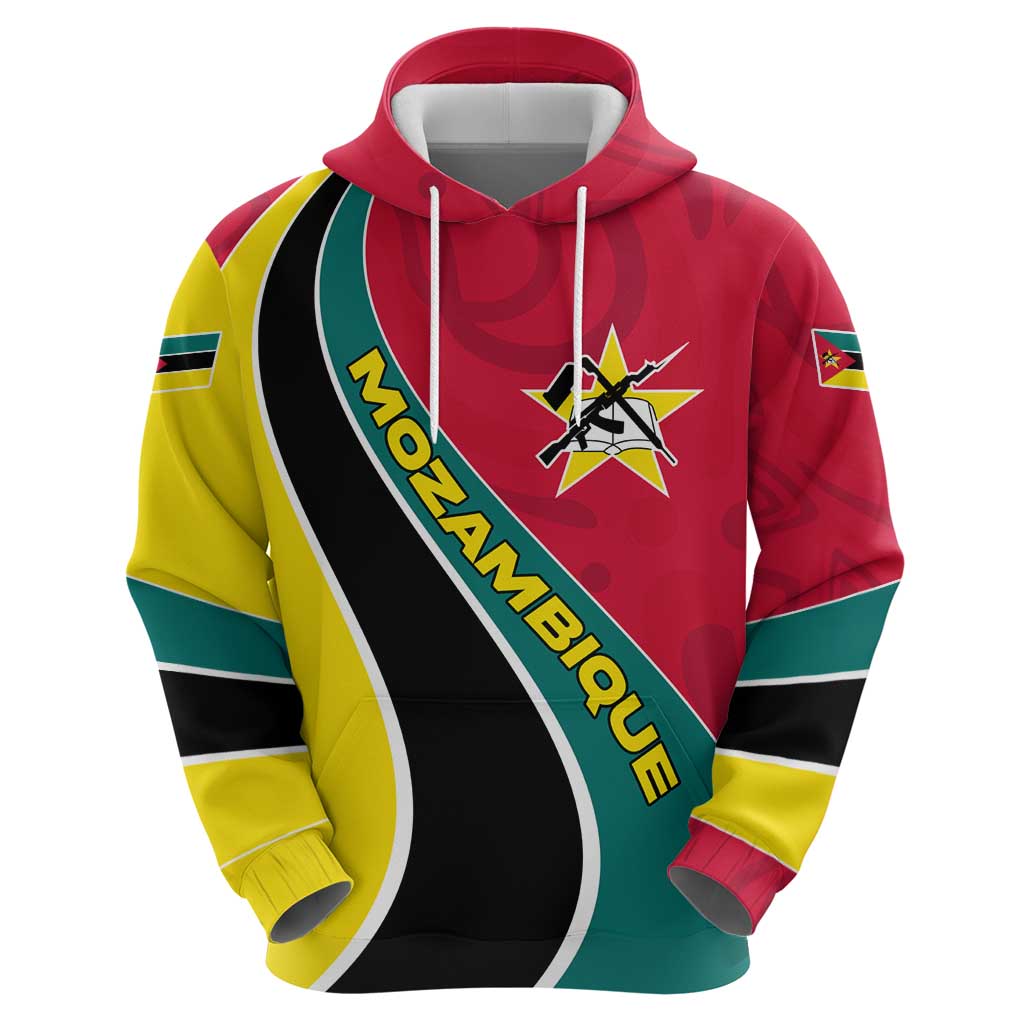 Mozambique Zip Hoodie with Red Yellow Green Wave Design and National Emblem - Wonder Print Shop