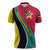 Mozambique Zipper Polo Shirt with Red Yellow Green Wave Design and National Emblem - Wonder Print Shop