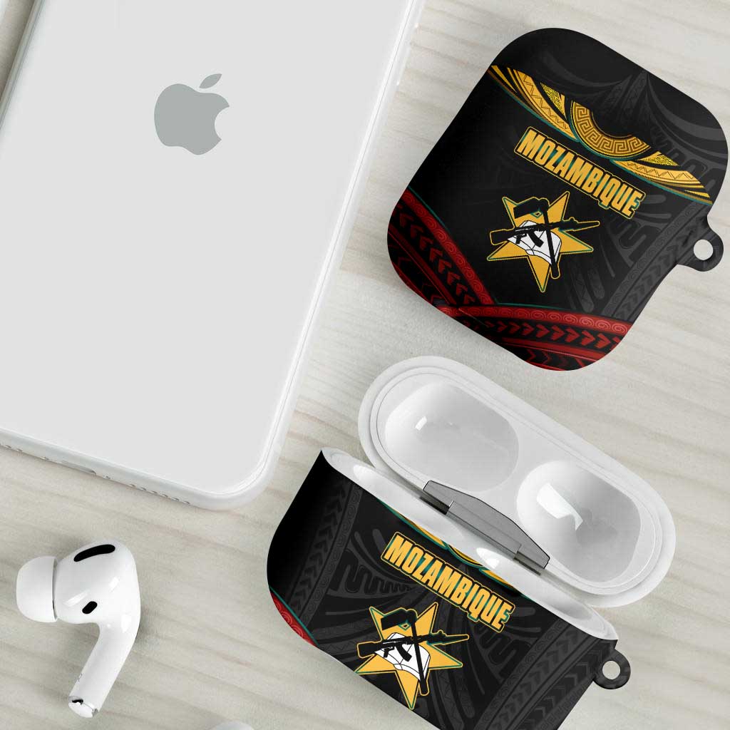 Mozambique AirPods Case with Black Red Tribal Design and National Map Pattern - Wonder Print Shop