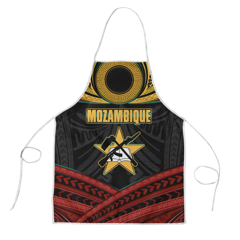 Mozambique Apron with Black Red Tribal Design and National Map Pattern - Wonder Print Shop
