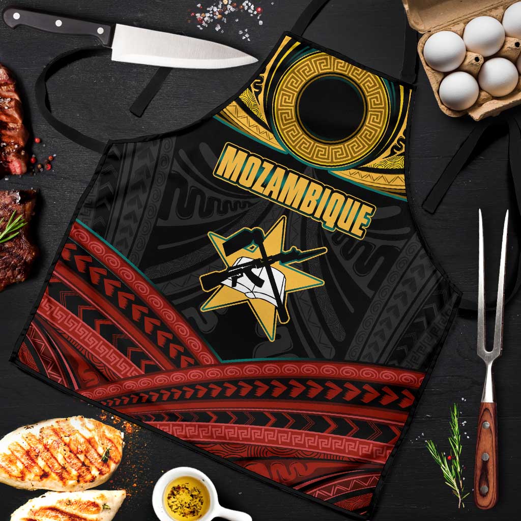 Mozambique Apron with Black Red Tribal Design and National Map Pattern - Wonder Print Shop