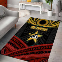 Mozambique Area Rug with Black Red Tribal Design and National Map Pattern - Wonder Print Shop