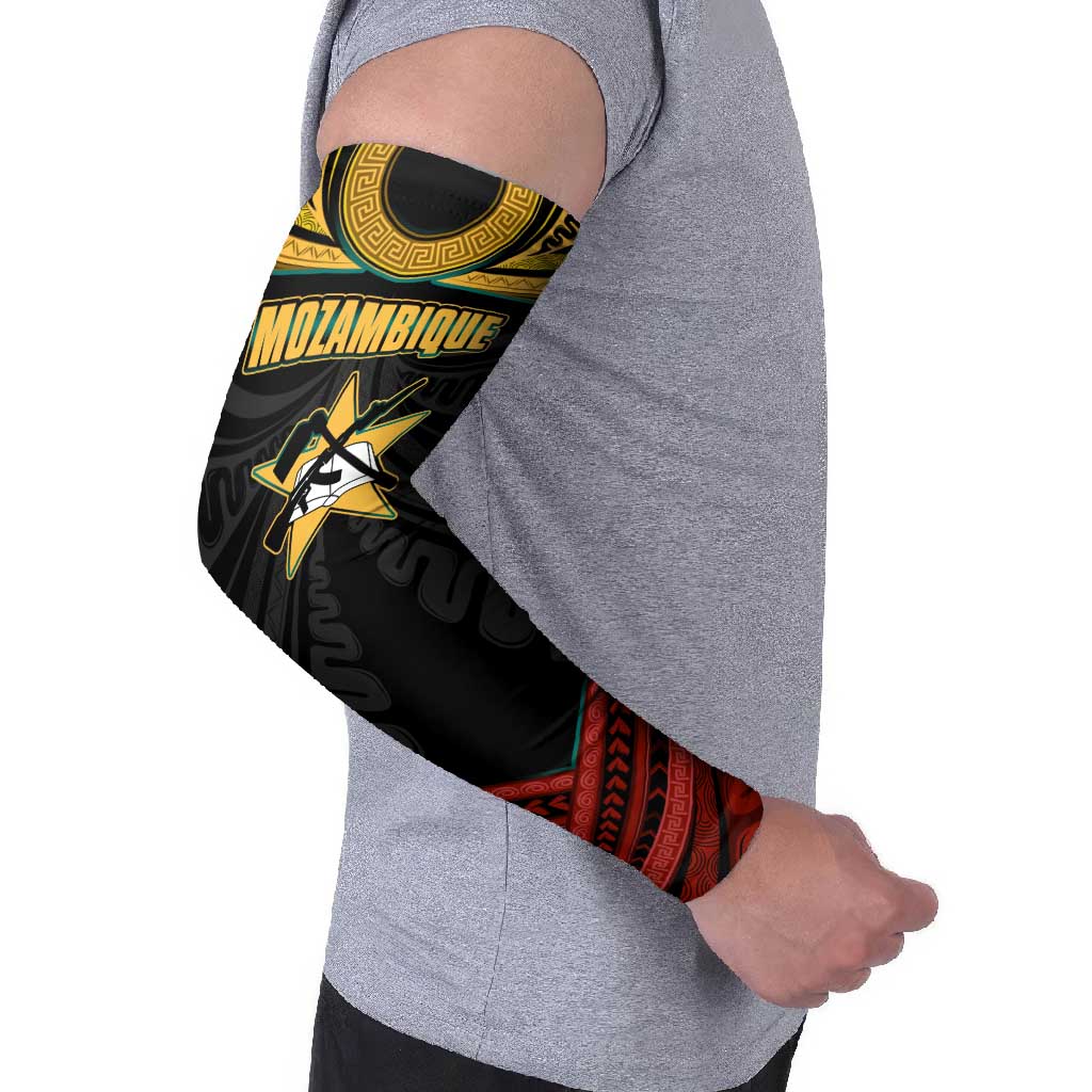 Mozambique Arm Sleeves with Black Red Tribal Design and National Map Pattern - Wonder Print Shop