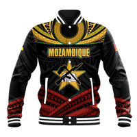 Mozambique Baseball Jacket with Black Red Tribal Design and National Map Pattern - Wonder Print Shop