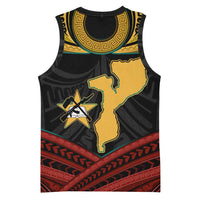 Mozambique Basketball Jersey with Black Red Tribal Design and National Map Pattern - Wonder Print Shop