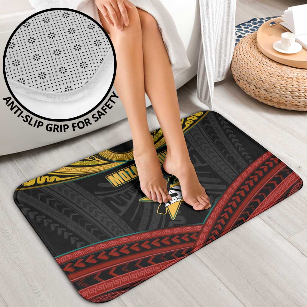 Mozambique Bathroom Set with Black Red Tribal Design and National Map Pattern - Wonder Print Shop