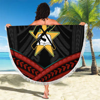 Mozambique Beach Blanket with Black Red Tribal Design and National Map Pattern - Wonder Print Shop