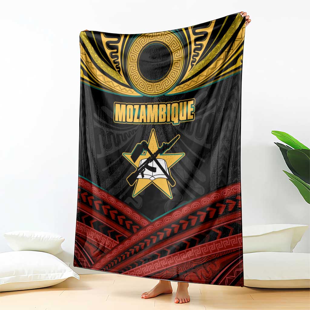 Mozambique Blanket with Black Red Tribal Design and National Map Pattern - Wonder Print Shop