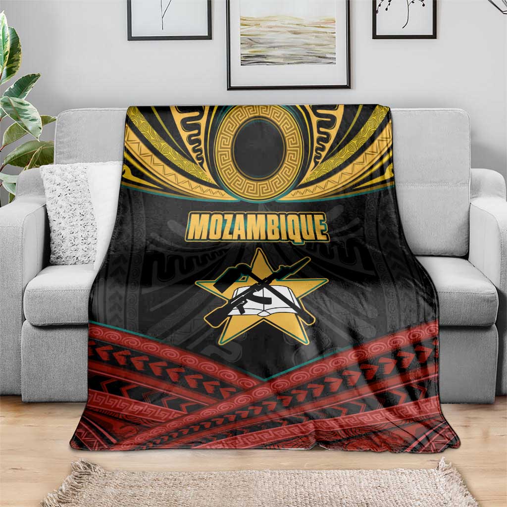 Mozambique Blanket with Black Red Tribal Design and National Map Pattern - Wonder Print Shop