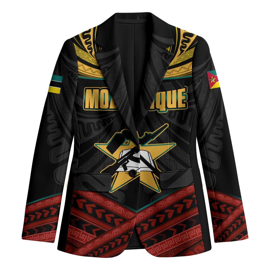 Mozambique Blazer with Black Red Tribal Design and National Map Pattern - Wonder Print Shop