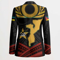 Mozambique Blazer with Black Red Tribal Design and National Map Pattern - Wonder Print Shop