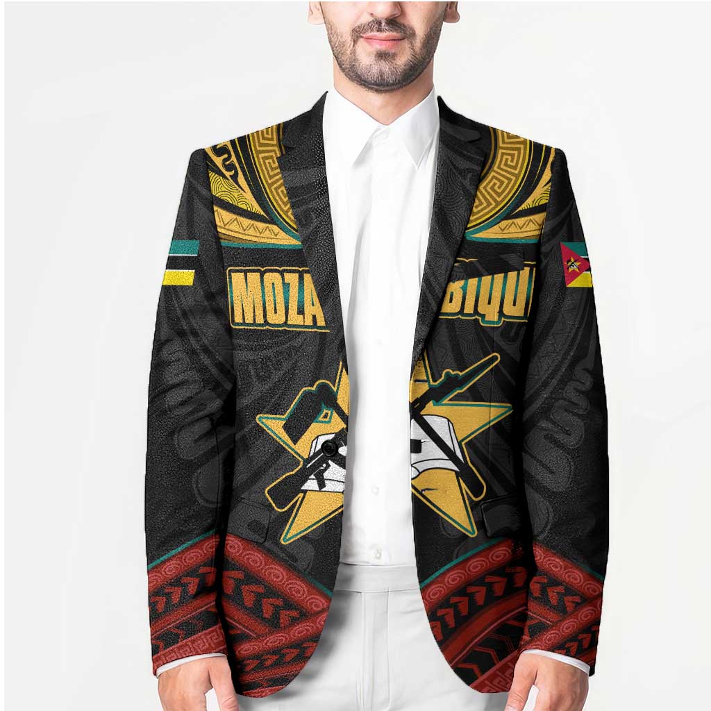 Mozambique Blazer with Black Red Tribal Design and National Map Pattern - Wonder Print Shop