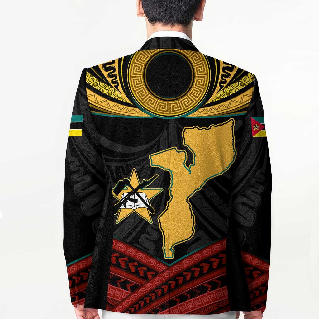Mozambique Blazer with Black Red Tribal Design and National Map Pattern - Wonder Print Shop
