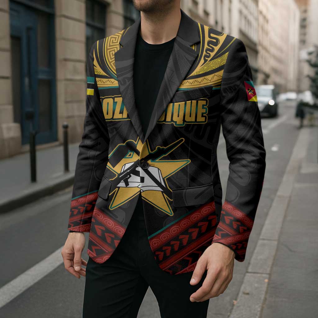Mozambique Blazer with Black Red Tribal Design and National Map Pattern - Wonder Print Shop