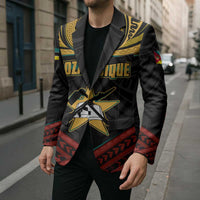 Mozambique Blazer with Black Red Tribal Design and National Map Pattern - Wonder Print Shop