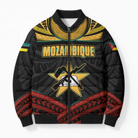 Mozambique Bomber Puffer Jacket with Black Red Tribal Design and National Map Pattern - Wonder Print Shop