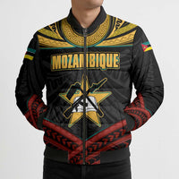 Mozambique Bomber Puffer Jacket with Black Red Tribal Design and National Map Pattern - Wonder Print Shop