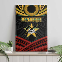 Mozambique Canvas Wall Art with Black Red Tribal Design and National Map Pattern - Wonder Print Shop