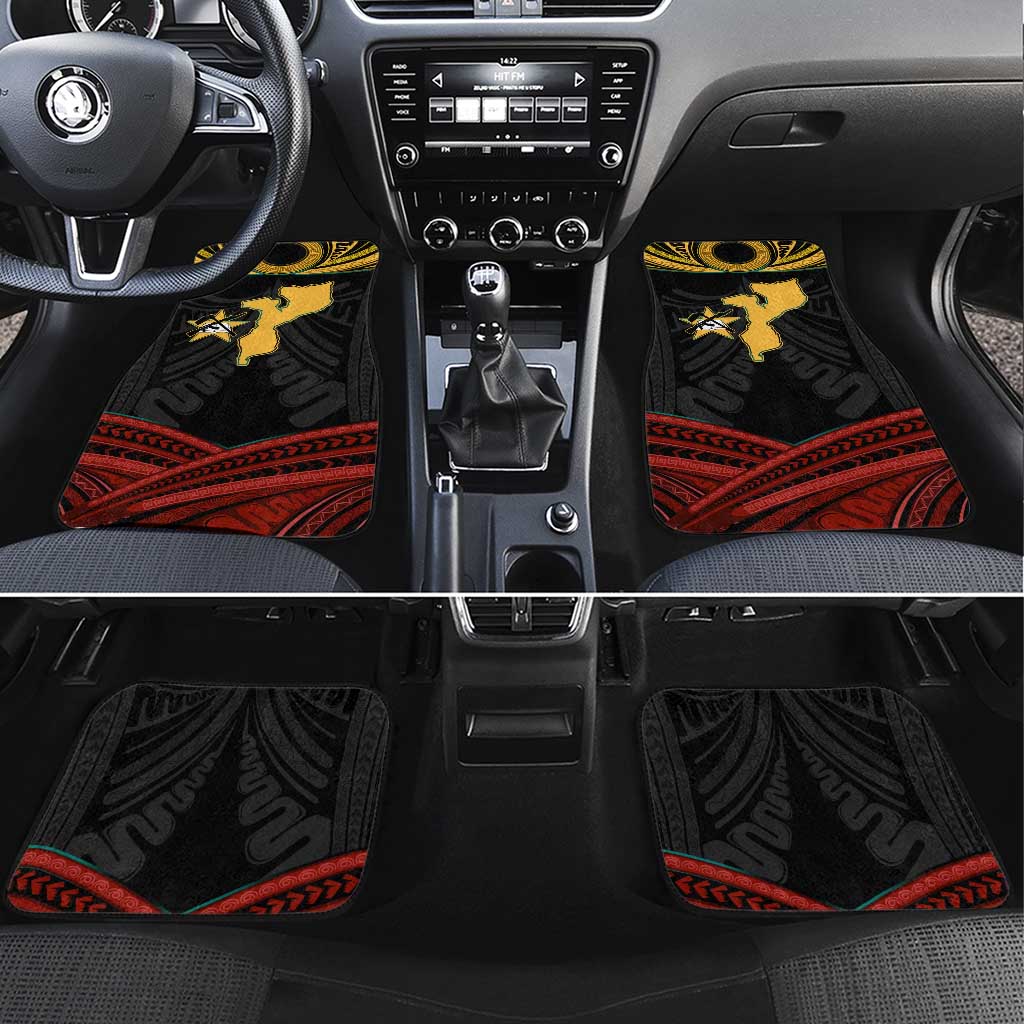 Mozambique Car Mats with Black Red Tribal Design and National Map Pattern - Wonder Print Shop